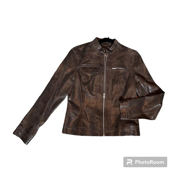 I.E. Jackets & Blazers - I.E. Brown Leather Moto Jacket sz. small